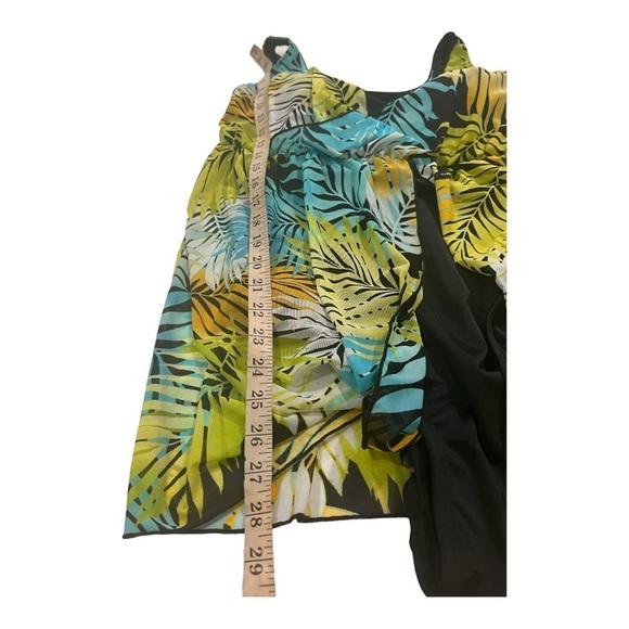 Denim & Co. Beach Printed Tropical Palm V-Neck Surplice Swim Dress Size 16 - Picture 12 of 14